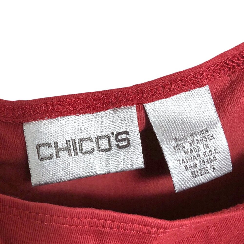 Chico's Solid Red Orange Scoop Neck Sleeveless To… - image 3